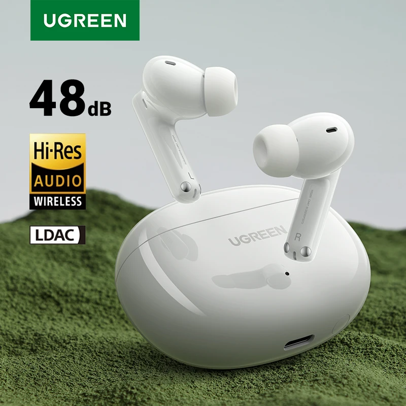 UGREEN T6s 48dB ANC Wireless Bluetooth Earphones TWS Hybrid Active Noise Cancelling In Ear Earbuds Support Hi-Res Audio LDAC