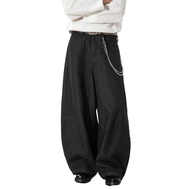 

Американский Ретро Корейская Версия Весна Осень Мужские Джинсовые Брюки Винтаж Широкие Свободные Джинсы Повседневные Прямые Брюки Черные Брюки