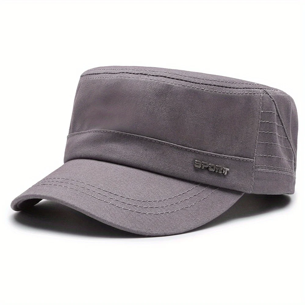Men's Hats for Spring, Summer, and Autumn Korean Style Flat-Top Hats Outdoor Fabric Sun Hats for Young and Middle-Aged Casual Fashion Solid Color Baseball Caps
