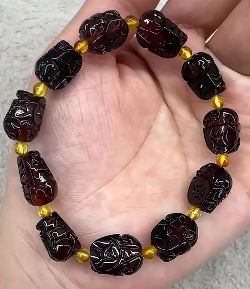 

Natural Amber PIXIU Shape Bracelet DIY Loose Beads For Energy Fashion Gemstone Jewelry Bangle for Woman for Gift Wholesale !