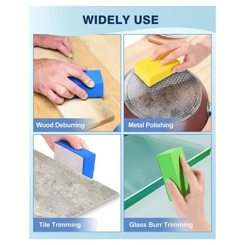 

6-Pack Diamond Hand Polishing Pads For Glass, Wood, Stone, Marble, Ceramics - 60/100/200/400/600/1000 Grit-AA26