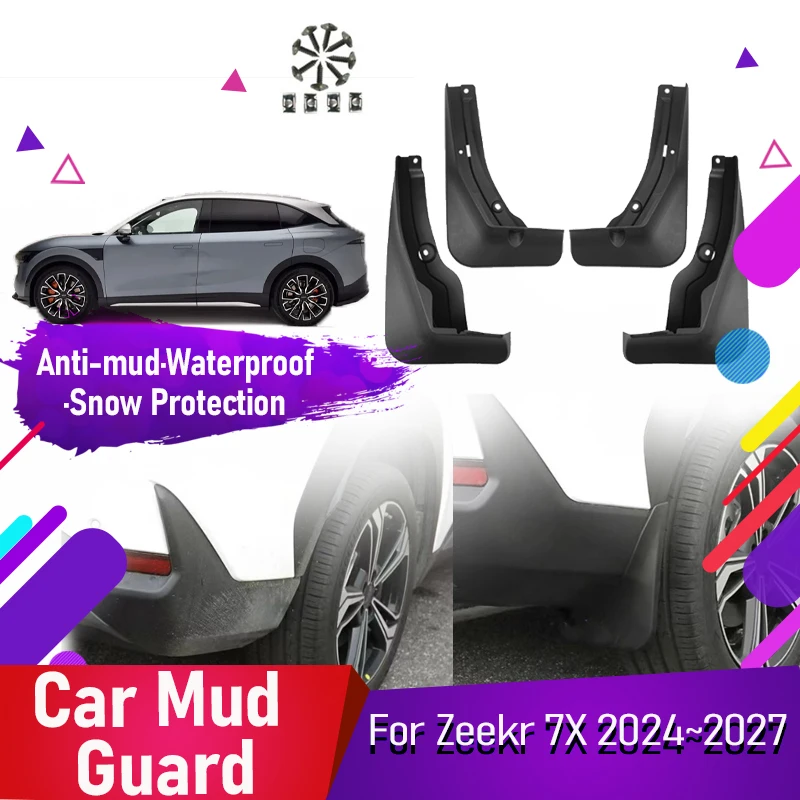 

4PCS Car Mud Guards For Zeekr 7X CX1E 2024 2025 2026 2027 Antifreeze Fender Flare Mudguards Mudflap Door Guards Auto Accessories