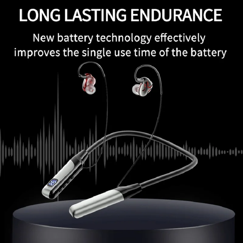 Long-lasting Sports Neckband Headphones Wireless Bluetooth 5.3 Headphones LED Display HIFI Headphones Waterproof Noise Reduction