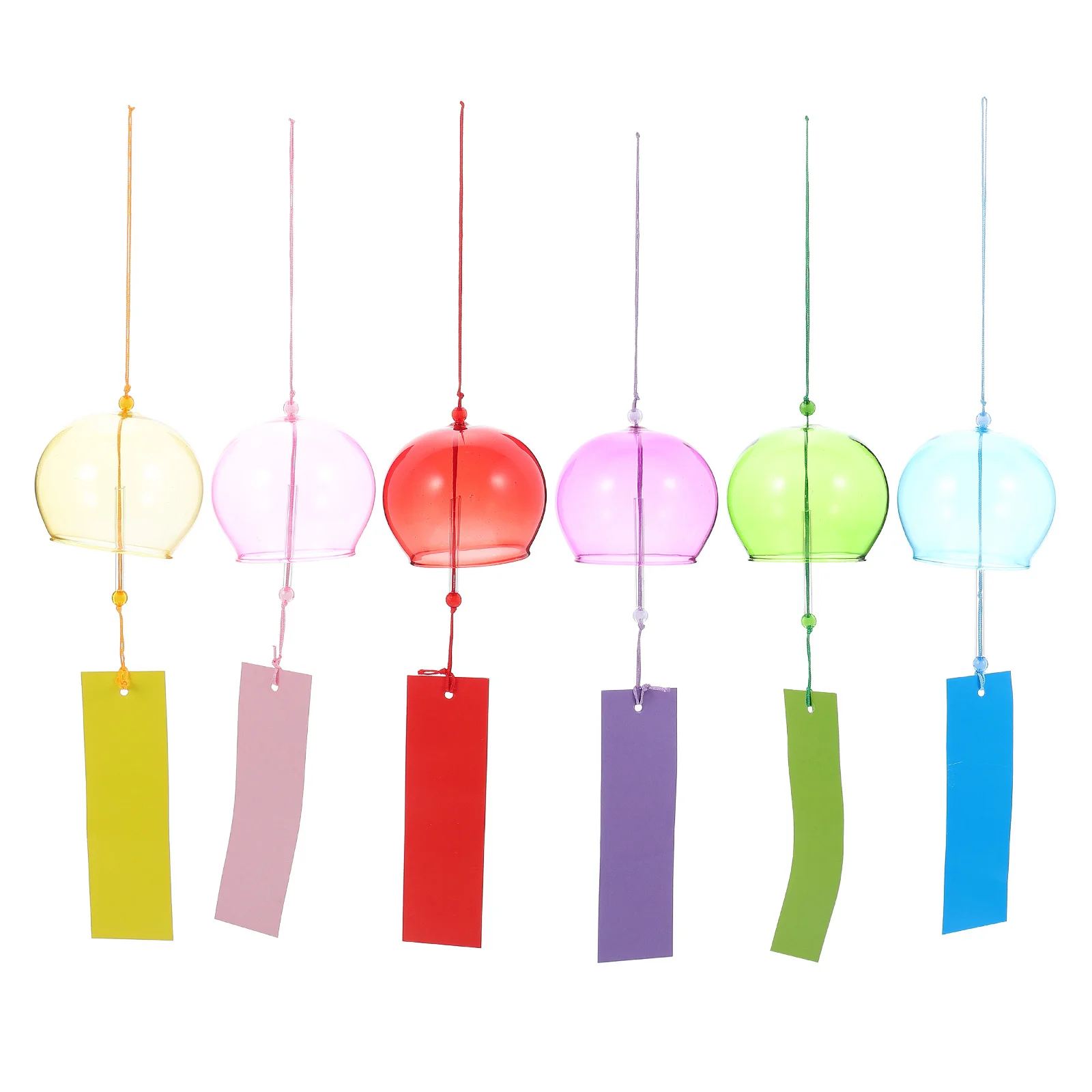 

6pcs Clear Glass Chimes Outdoor Hanging Decorative Balcony Bells Pendant Home Wedding Party Decoration Glass Wind