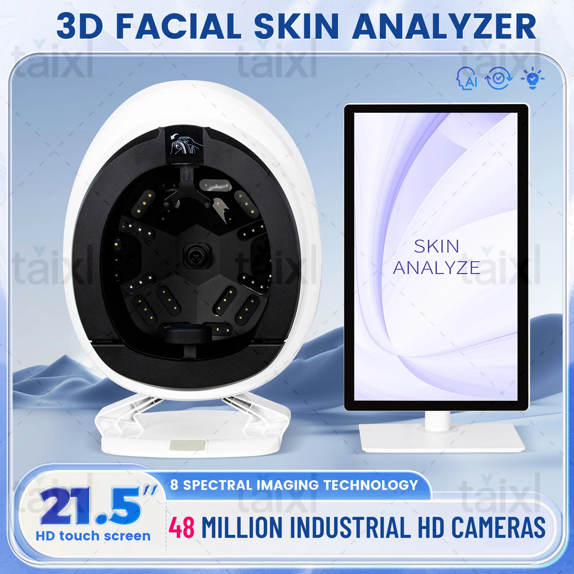 

Deep Facial Analysis Digital Skin Analyzer Portable Skin Testing Analyzer Machine 3d Intelligence