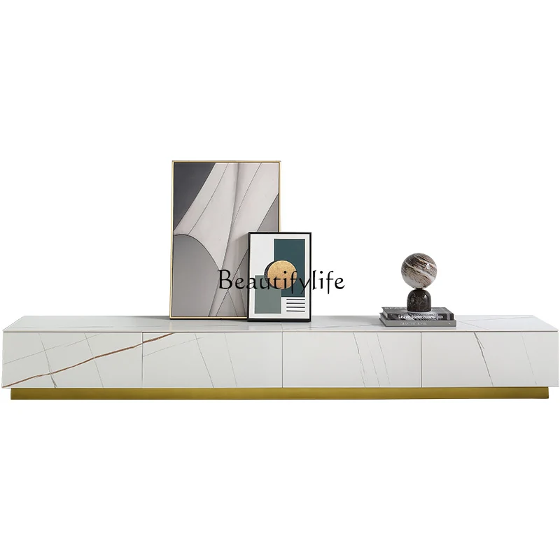 

Italian Lauren Platinum Stainless Steel Integrated Imported Slate TV Cabinet
