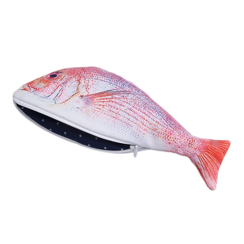 Kreatives Federmäppchen in Fischform, große Federtasche für Schüler, lustiges realistisches Stiftetui
