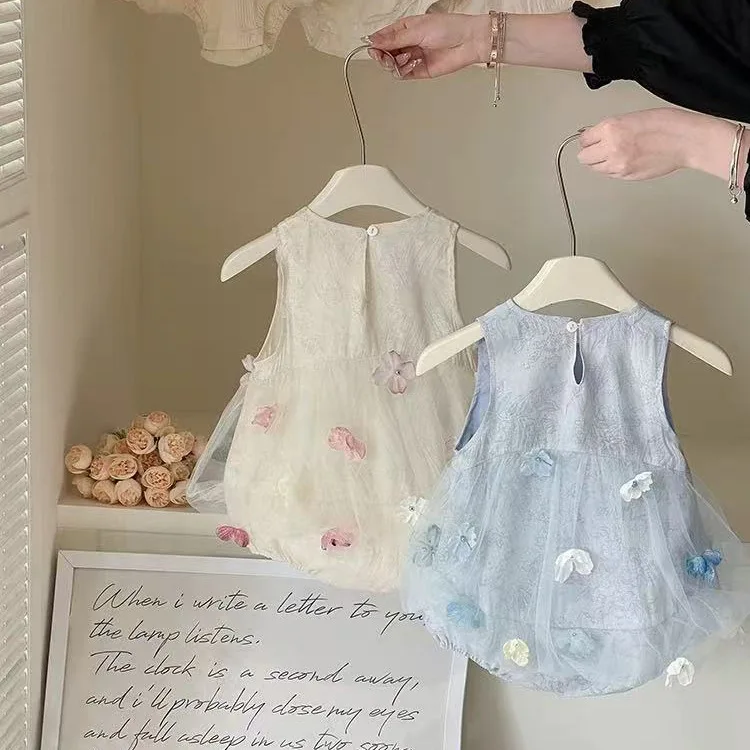 Baby Dress Rompers 2026 New Girls Princess Dress Summer Thin Bag Skirt Little Baby Girl Stylish Rompers