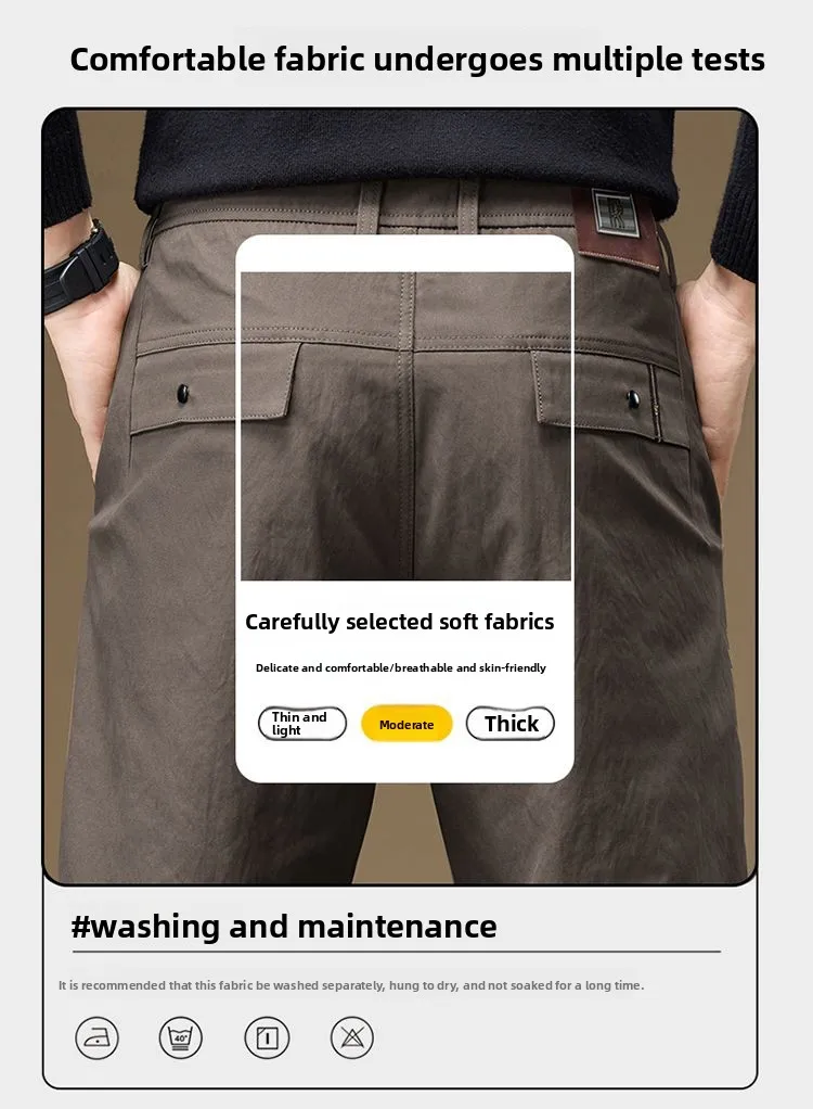 Herren Business-Hose, Gerade Passform, Baumwolle, Lässige Hose, Modische Herrenhose mit Elastischem Bund, Dehnbar, für Frühling und Herbst, Vielseitige Arbeitshose – Detail 8