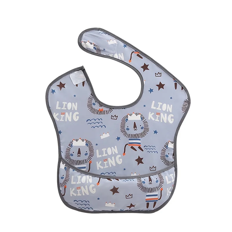 1pc Waterproof Baby Bibs Toddler Bib Feeding Bib With Crumb Catcher Pocket Adjustable Snaps Washable For Boys Girls