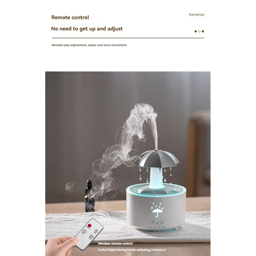 A01M Raindrop Humidifier สําหรับห้องนอนห้องขนาดใหญ่ Air Humidifiers & Aromatherapy Diffuser Quiet Humidifier พร้อม Light US Plug