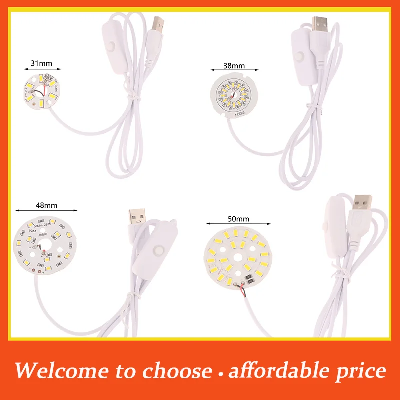 VP 1Pc new 1.5M Line Length DC5V LED Chips SMD5730 LED Lamp USB 3W Light Board Warm White Light With ON/OFF Switch Cable