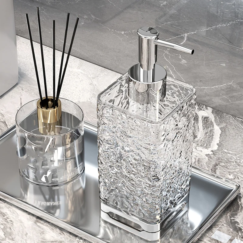 Acrylic Soap Dispenser Bottles Refillable Press Hands Dishes Liquid Dispenser Kitchen Bathroom Countertop Soap Containers