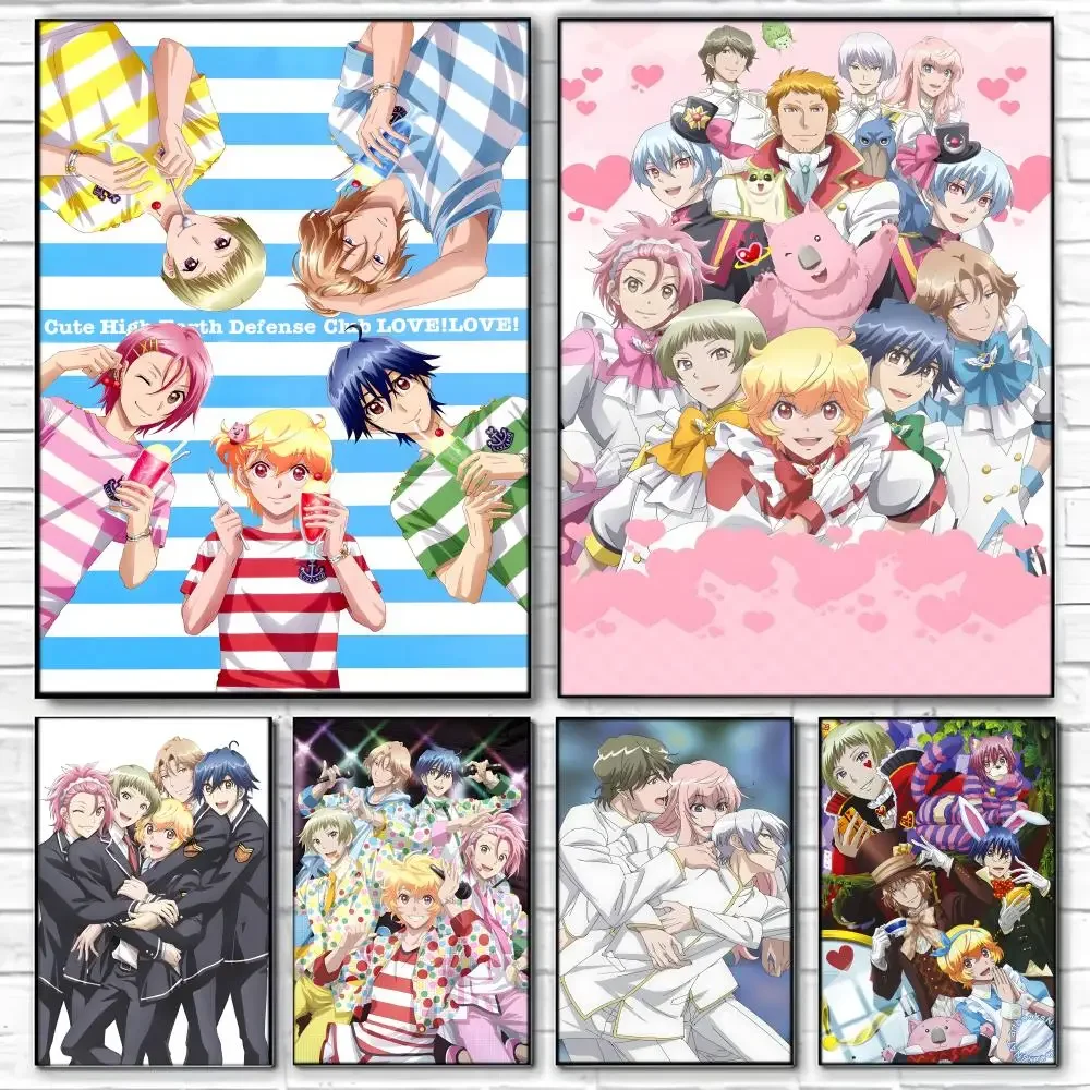 Anime C-Cute High Earth Defense Club LOVE Poster Self-adhesive Art Waterproof Paper Sticker Coffee House Bar Room Wall Decor