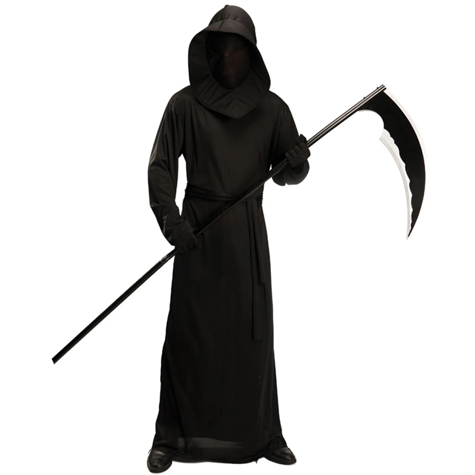 2024 New Black Devil Halloween Costume For Men Ghost Festival Sickle Monster Cosplay Suit Death Stage Performance Costume