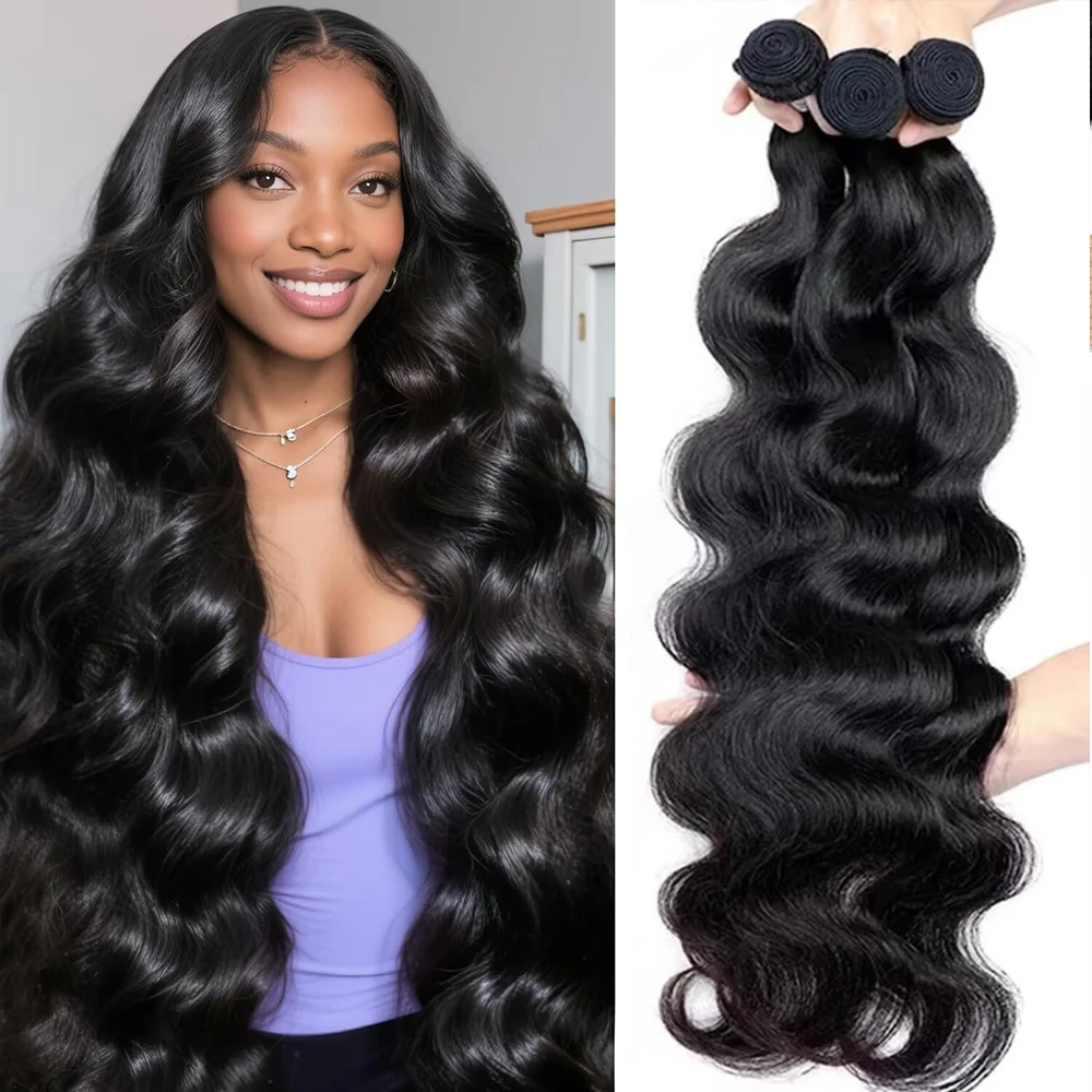 

Body Wave 10-40 Inches Brazilian Human Hair Bundles Remy Hair Double Weft Hair Weaving Extensions for Black Women