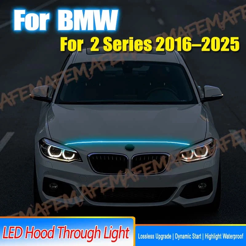 Car Engine Hood Decorative Light Bar Waterproof DRL LED Strip For BMW 2 Series 2016-2025 Daytime Running Light Start-Scan