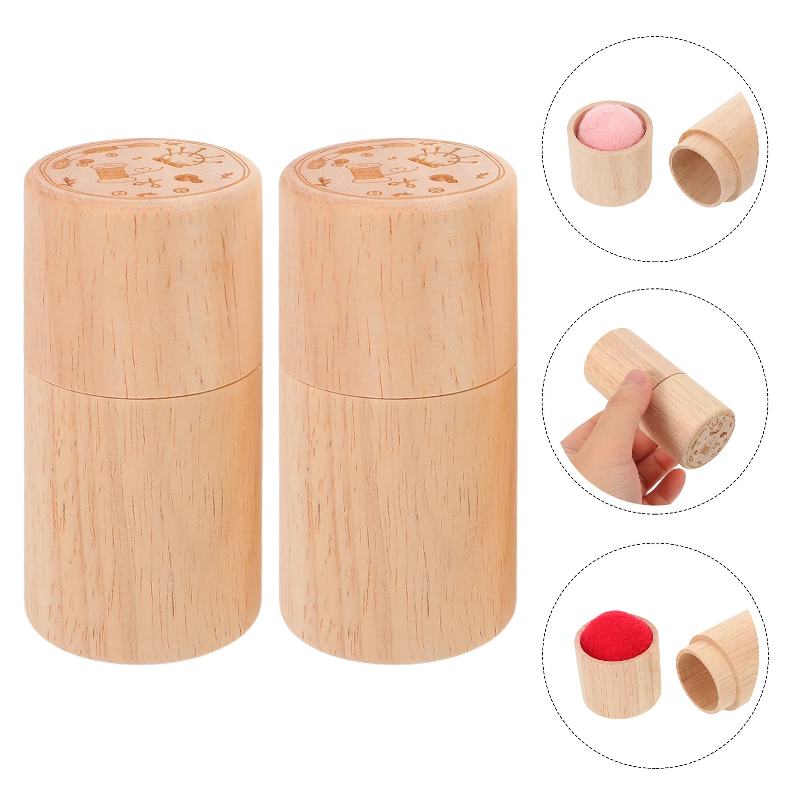 

2Pcs Portable Wooden Needle Holder Sewing Needle Storage Case Compact Travel Embroidery Box Felting Pins Organizer