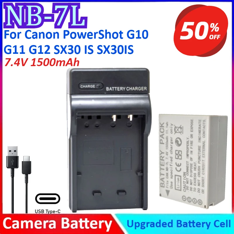

NB-7L 7.4V 1500mAh NB7L NB 7L Li-ion Camera Battery+ Charger For Canon PowerShot G10 G11 G12 SX30 IS SX30IS Digital Camera