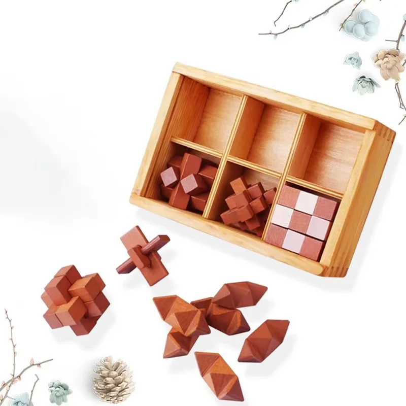 Luxe Luban Lock Box Houten Brain Teasers Puzzels Voor Volwassenen Kinderen Iq Test Mind Game Speelgoed Ontgrendelen Interlock Game Klassiekers Geschenken