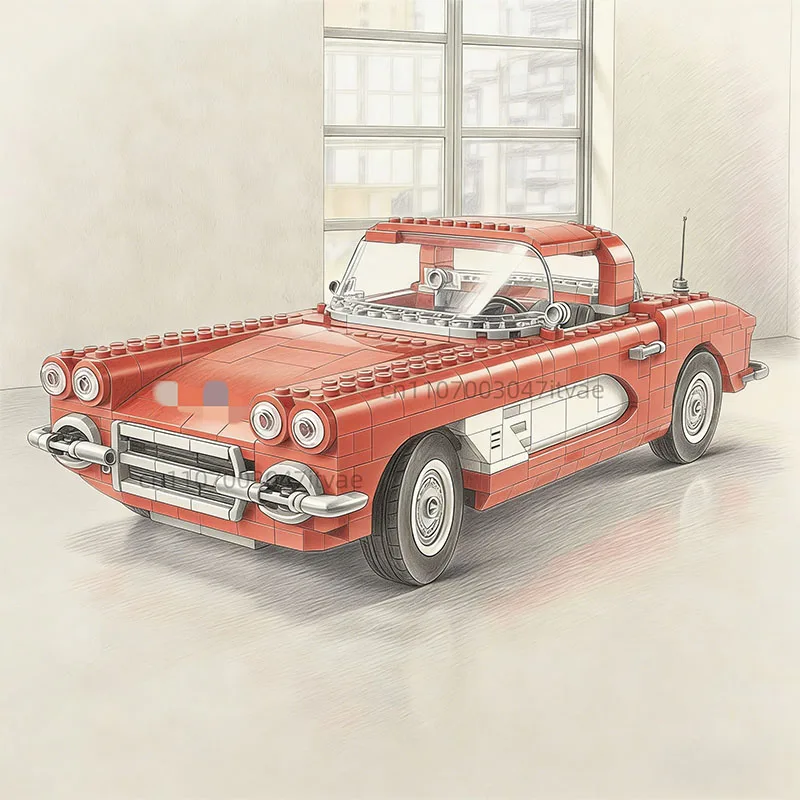 

New icon classic car model building block kit Adult MOC classic car enthusiast brick boy holiday toy