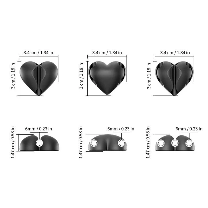 3-hole Heart-shaped Desktop Silicone Cable Winder Organizer Wire Management Clip Storage For USB Mouse Cable Headphone Cable