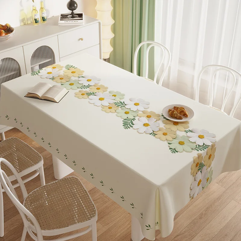 2025 New Tablecloth Waterproof, Oil proof, No wash Modern Simple, Light Luxury Rectangular Table Cloth PVC Tablecloth