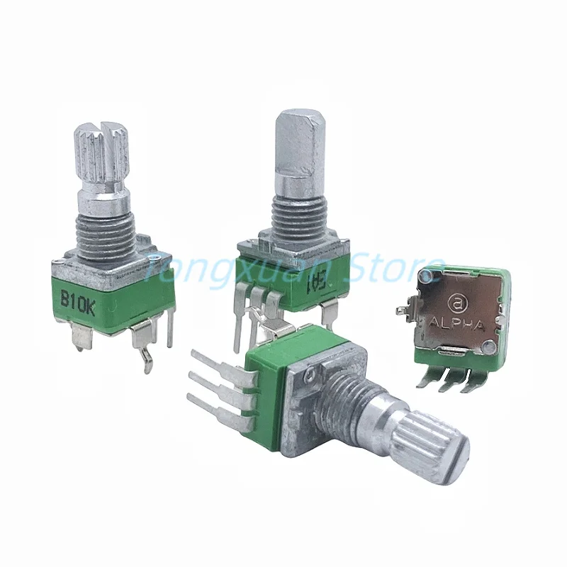 1pc ALPHA RD901F 09 Type Potentiometer Single-Unit Vertical 3 Pins B10K 20K 50K 100K Axial Length 15 mm D Half Plum Shaft