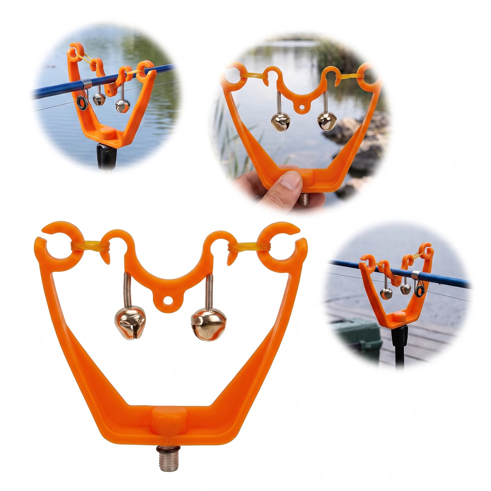 Bow Type Double Bell Alarm Rod Rest Head Carp Fishing Continental Bank Stick Holder Nylon ABS 4 Colors