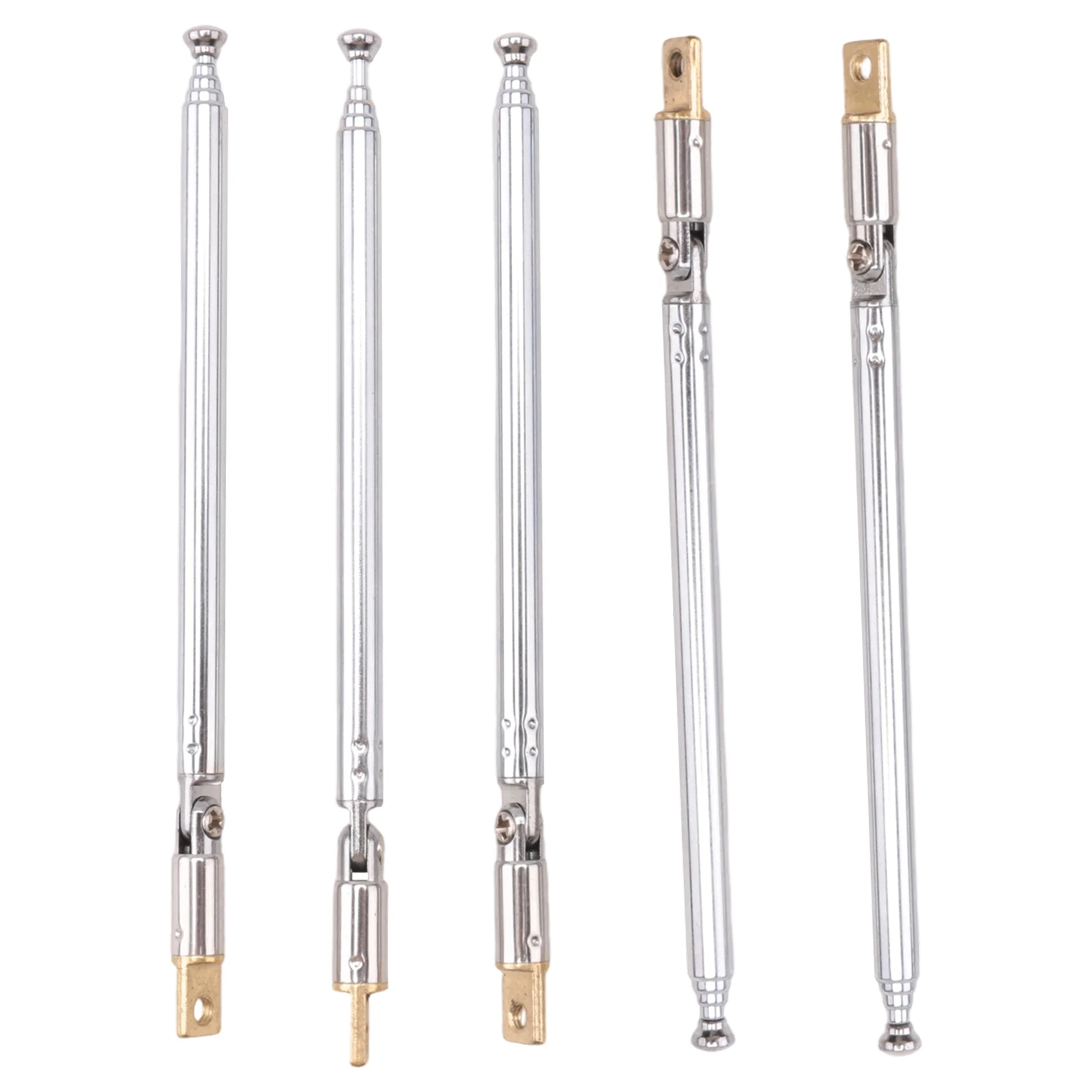 DT60 5 Pcs 32cm Length 5 Section Telescopic AM FM Radio Antenna 180 Degree