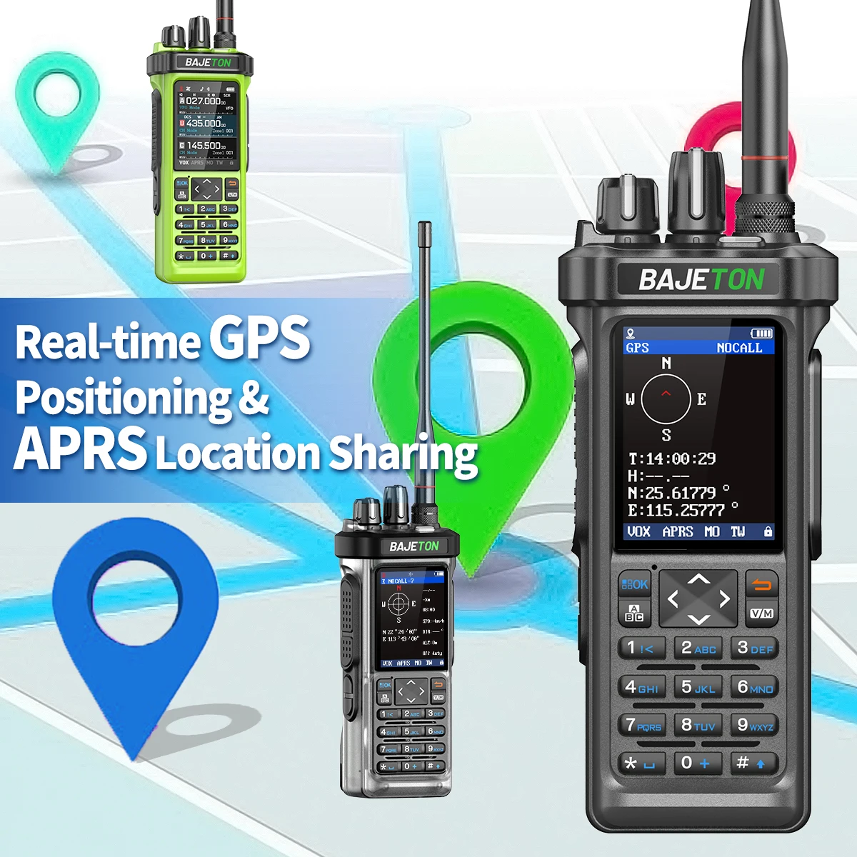 BAJETON BJ-9000 GPS APRS أجهزة اتصال لاسلكية 10 واط CB 27 ميجا هرتز SW MW LW AM تلقي برمجة بلوتوث NOAA VOX راديو الموجة القصيرة RT-950