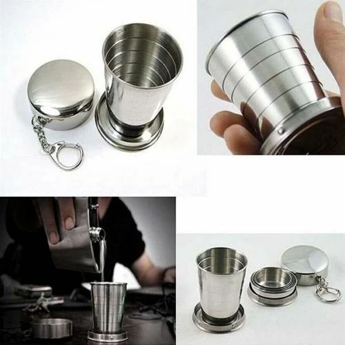 Stainless Steel Portable Travel Folding Collapsible Cup Outdoor Drinking Telescopic Cup