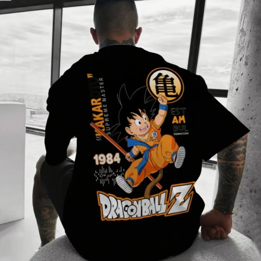 

Dragon Ball Z Anime Goku Cosplay Youth Men Oversize T-shirt Fashion Print Summer Cotton Short Sleeve Top Casual Clothes Man Gift