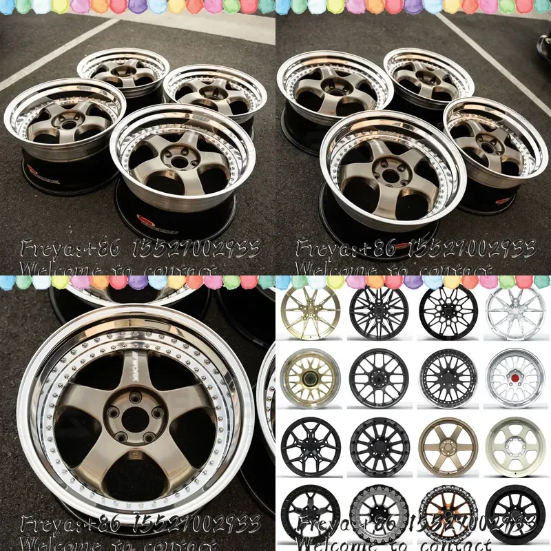 18 19 20 Inch Custom 3 Piece Wheels Deep Dish Five Spoke 5x114.3 5x100 for Prius Vellfire Staggered Fitment
