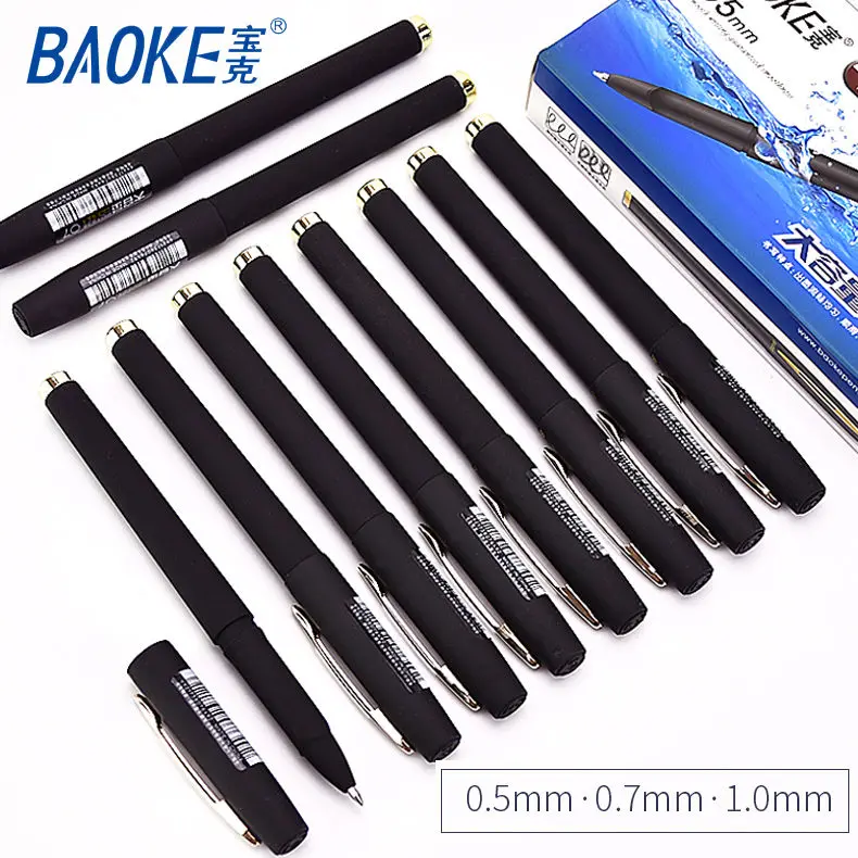 12pcs 0.5 0.7 1.0mm Large-Capacity Gel Pen Frosted Pens Signature Practice Calligraphy Pen Student Stationery