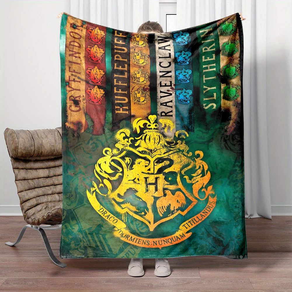 Harry Potter Hogwarts House Crests Pattern Blanket Warm Soft Fluffy Kids Adult Sofa Bed Throw Blanket Suitable Travel Camping