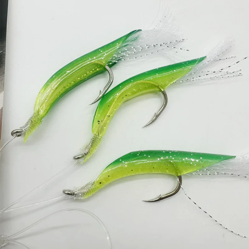 3pcs/Set Cluster Luminous Soft Lure Eel Sabiki Rigs String Hooks Lure Fishes Saury Squid Mackerel Scad Saltwater Fishing Tackle