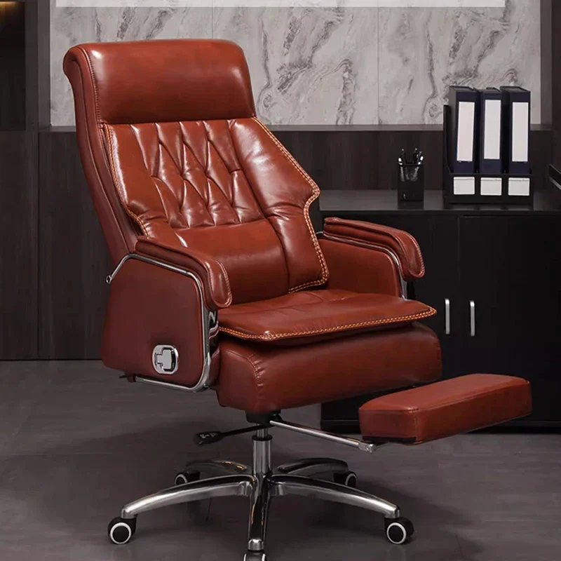 

Leather Boss Office Chair Ergonomic Back Support Design Footrest Office Chair Massage Swivel Cadeiras De Escritorios Furniture