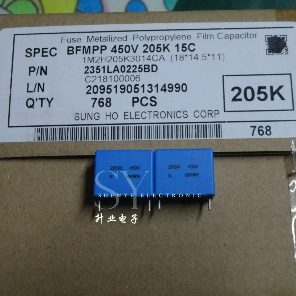 

10PCS SUNG HO 2.0uf/450v 2u0 2uf 205 Replacement for 2.2uf 2u2 Brand New 15mm Film Capacitor (Thickness: 10.5mm)