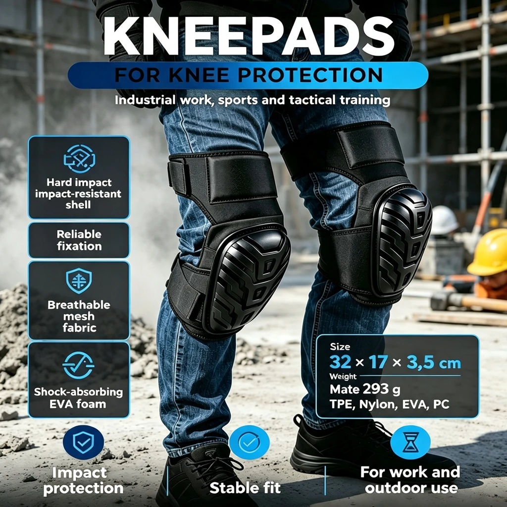 DIXSG 1Pair Professional Knee Pads for Work Heavy Duty Foam Padding Gel Construction Knee Pads with Strong Double Straps