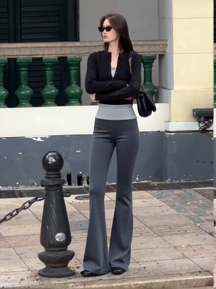 

Осень-зима, клетчатые брюки для йоги на подкладке, женские повседневные прямые брюки с высокой талией, винтажные брюки из двух предметов, р...