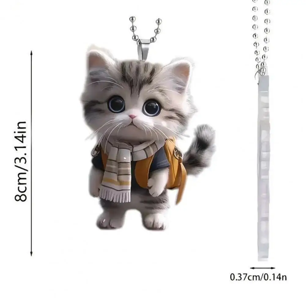 Cat Animal Pendant Hanging Ornament with Lanyard Easy to Hang 2D Flat Adorable Animal Rearview Mirror Ornament
