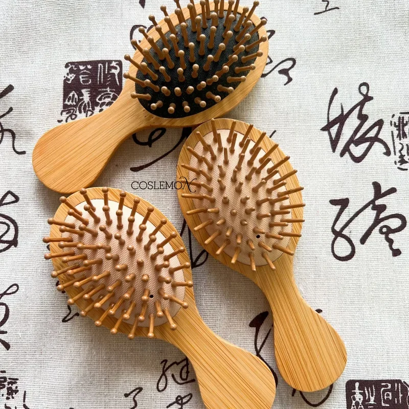 Mini Hair Comb Eco-friendly Wooden Portable Air Cushion Cute Airbag Anti Static Wide Round Head Tooth Massage Combs Hair Brush