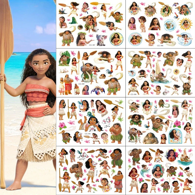 Moana tatuagem adesivos à prova dwaterproof água bonito adesivo anime festa de aniversário suprimentos decoração para crianças recompensa brinquedo presente natal