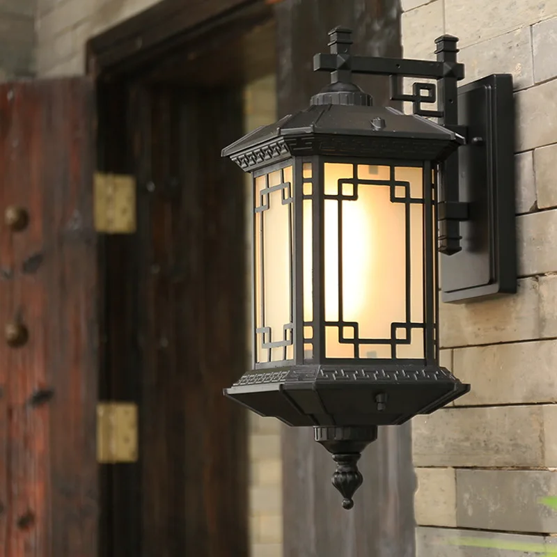 New Chinese Retro Waterproof Wall Lamps Balcony Courtyard Gate Corridor Exterior Wall Lamp Villa Outdoor Landscape Lighting