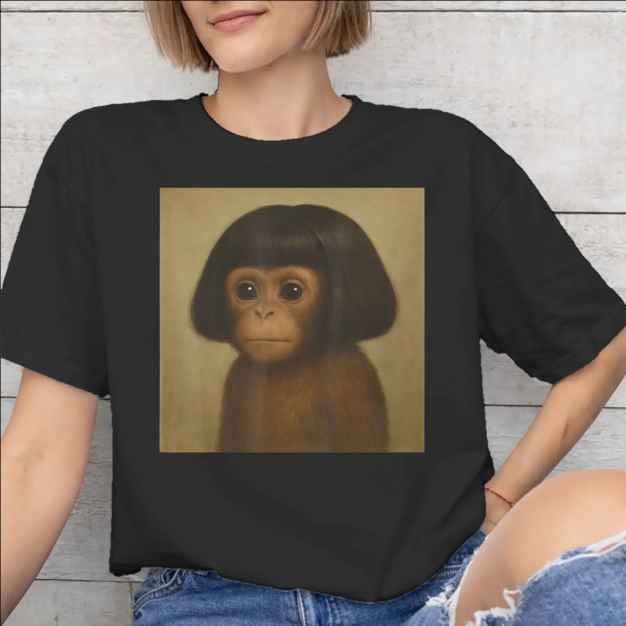 Thinking Monkey Meme  Graphic Printed T Shirt for Men Women  Pure Cotton  Tee Shirt Clothing