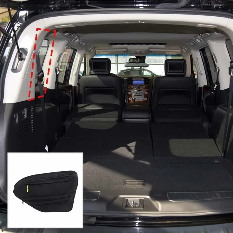 For Nissan Patrol Y62 2012-2024 Oxford Cloth Car Rear Window Side Storage Bag Car Trunk Organizers Box Car Accessories