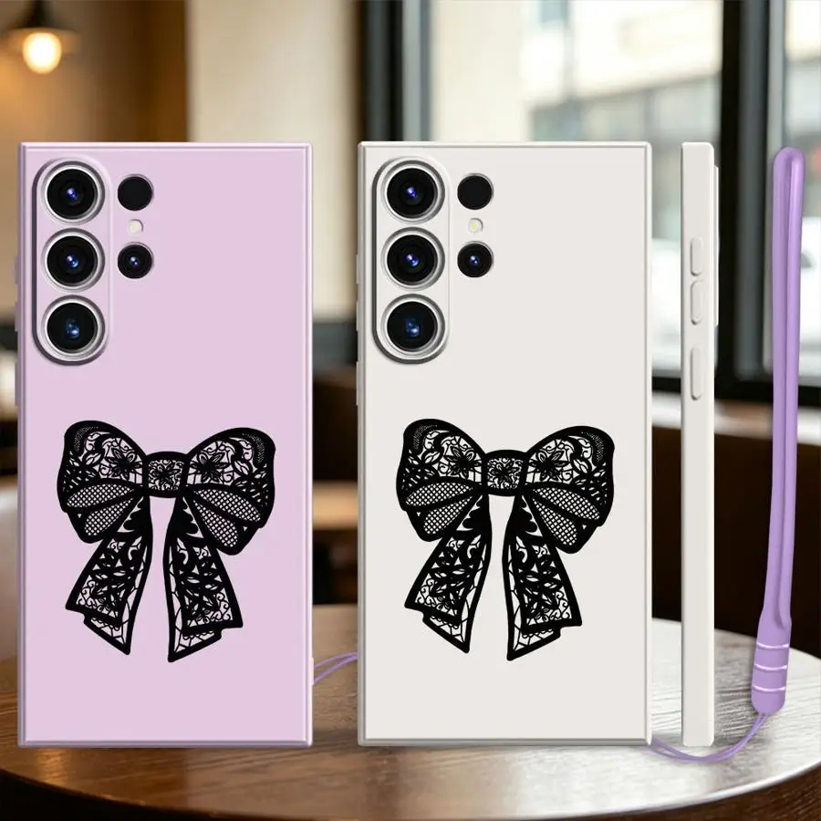 Case for Samsung Galaxy S26 S23 S25 Edge S21 Plus S20 FE S24 Ultra S22 Note 20 10 Ultra Phone Cover Simple Bow Print