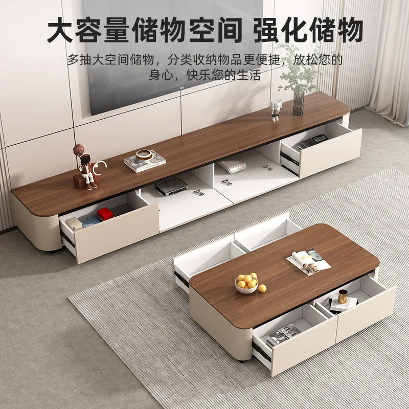 Solid wood TV cabinet and coffee table combo living room home storage platform floor-standing
