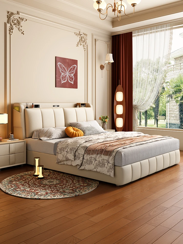Modern simple light luxury Internet celebrity cream wind multifunctional drawer storage soft bag wedding bed